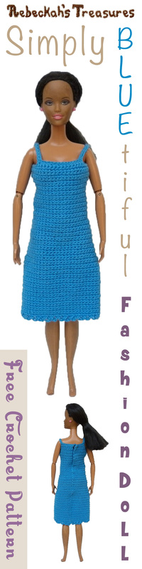 Simply BLUEtiful Woman Fashion Doll Dress / Free Crochet Pattern by @beckastreasures