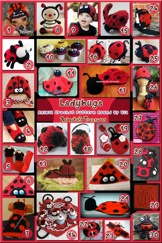 Ladybugs - Animal Crochet Pattern Round Up via @beckastreasures