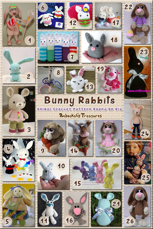 Bunny Rabbits Part 3 – Upright Toys & Softies | Animal Crochet Pattern Round Up via @beckastreasures