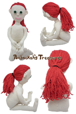 Crochet Amigurumi Dolly by Rebeckah's Treasures ~ Hair Style: Low Ponytail