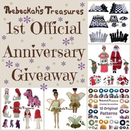 Rebeckah's Treasures 1st Official Anniversary Giveaway - WIN Fabulous Crochet Patterns! - ENDS March 25th at MIDNIGHT EST