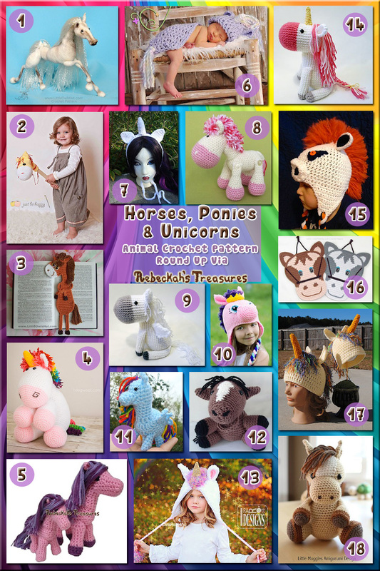 Horses, Ponies & Unicorns Part 1 - Animal Crochet Pattern Round Up via @beckastreasures