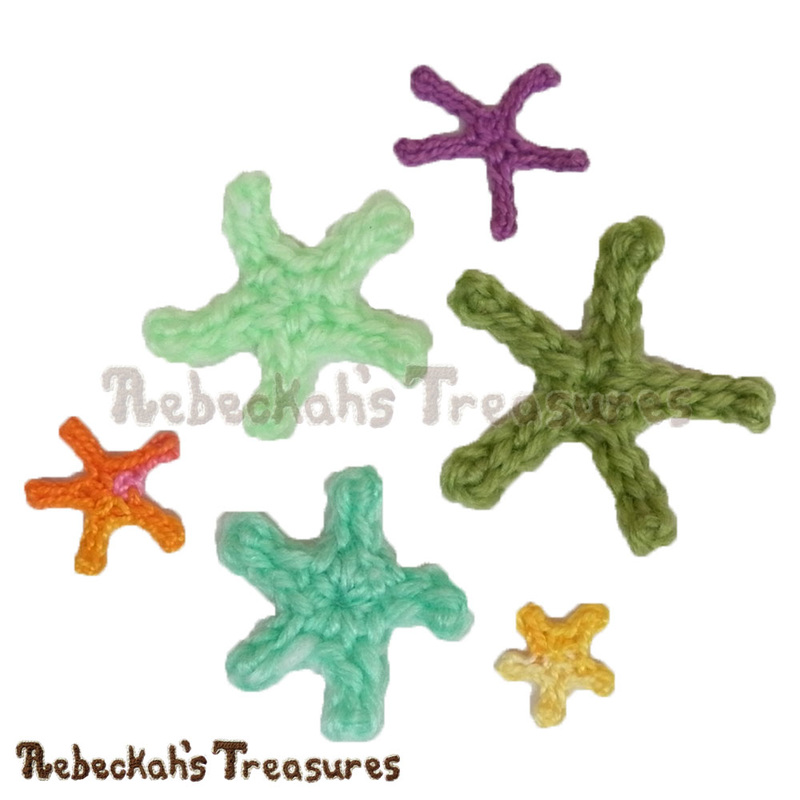 Starfish Motifs in 3 Sizes | FREE crochet patterns via @beckastreasures | Delightful appliqués for under the sea projects! #motif #crochet #starfish