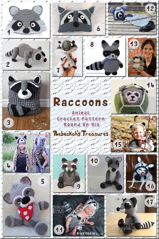 Raccoons - Animal Crochet Pattern Round Up via @beckastreasures