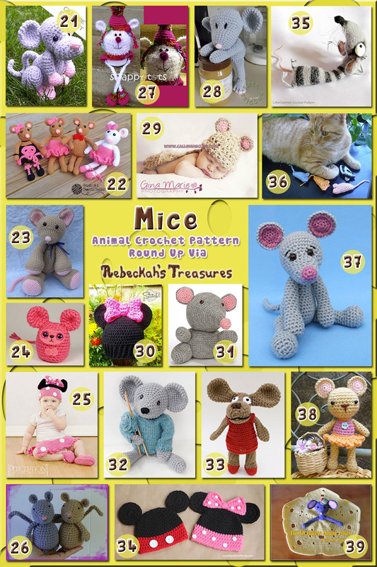 Mice Part 2 - Animal Crochet Pattern Round Up via @beckastreasures