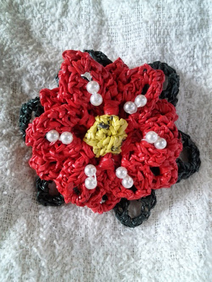 Poinsettia Flower Brooch by Jenny of Crochet is the Way - Featured on @beckastreasures Saturday Link Party!