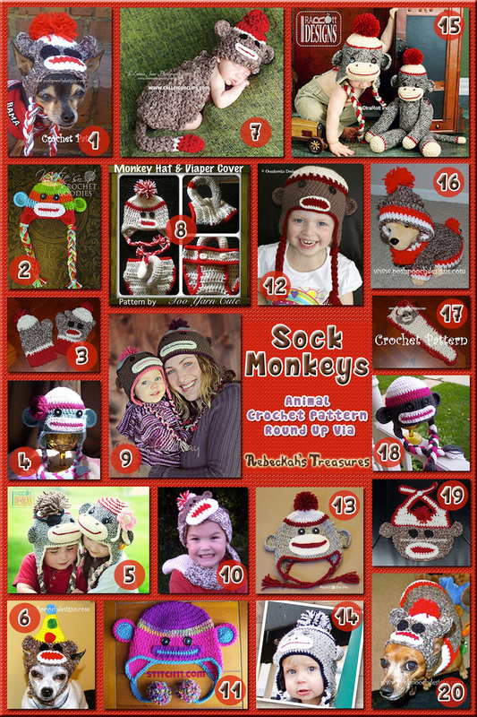 20 Superb Sock Monkey Apparel & Hats – via @beckastreasures with @PoshPoochDesign | 4 Monkey Animal Crochet Pattern Round Ups!