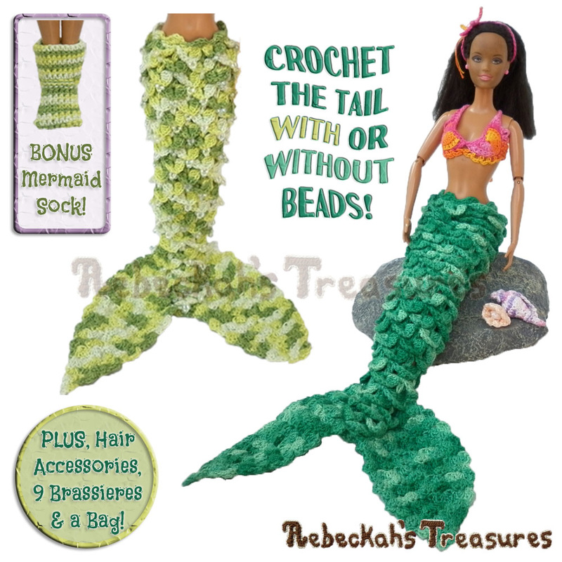 Mermaids by @beckastreasures | Tails, accessories & more! You too can crochet these lovely sea gems for your favourite fashion dolls...