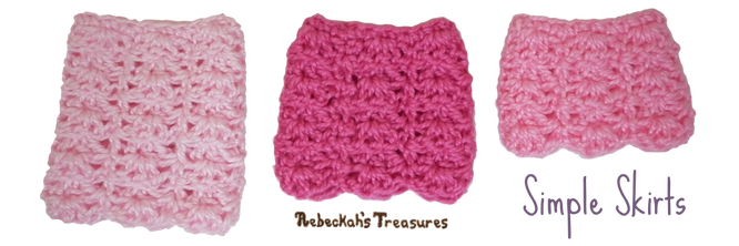 Simple Skirts from Pretty in Pink Free Crochet Pattern for Children Fashion Dolls by Rebeckah's Treasures