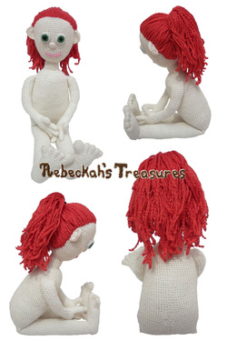 Crochet Amigurumi Dolly by Rebeckah's Treasures ~ Hair Style: High Ponytail