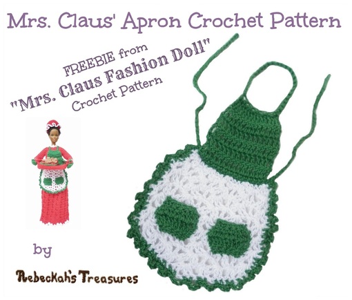 Crochet Mrs. Barbie Claus' Apron ~ Freebie Pattern by Rebeckah's Treasures