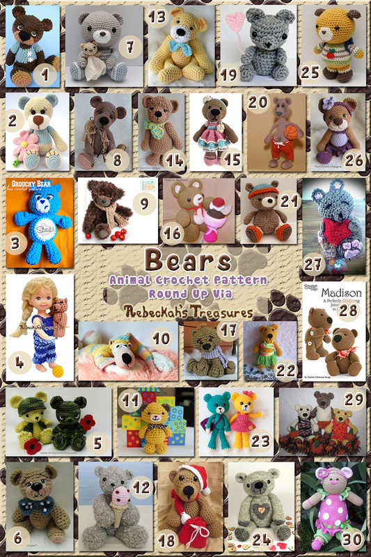 30 Fancy Teddy Bear Toys – via @beckastreasures with @melissaspattrns @LittleOwlsHut & @pinkmamboblog | 5 Bear Animal Crochet Pattern Round Ups!