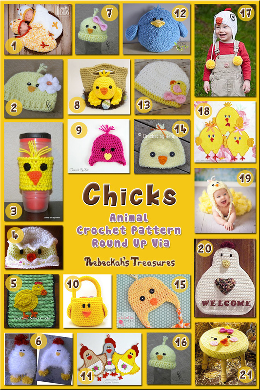 Chick Apparel & Accessories - Animal Crochet Pattern Round Up via @beckastreasures