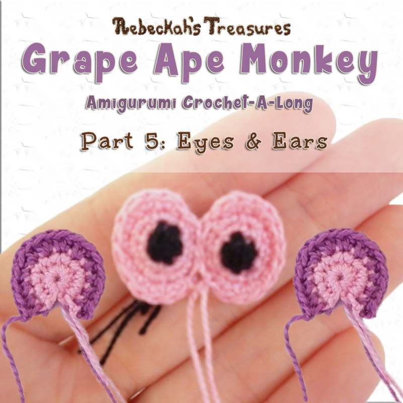 Amigurumi Grape Ape Monkey Cal - Part 5 via @beckastreasures / Let's make some monkey eyes and ears...