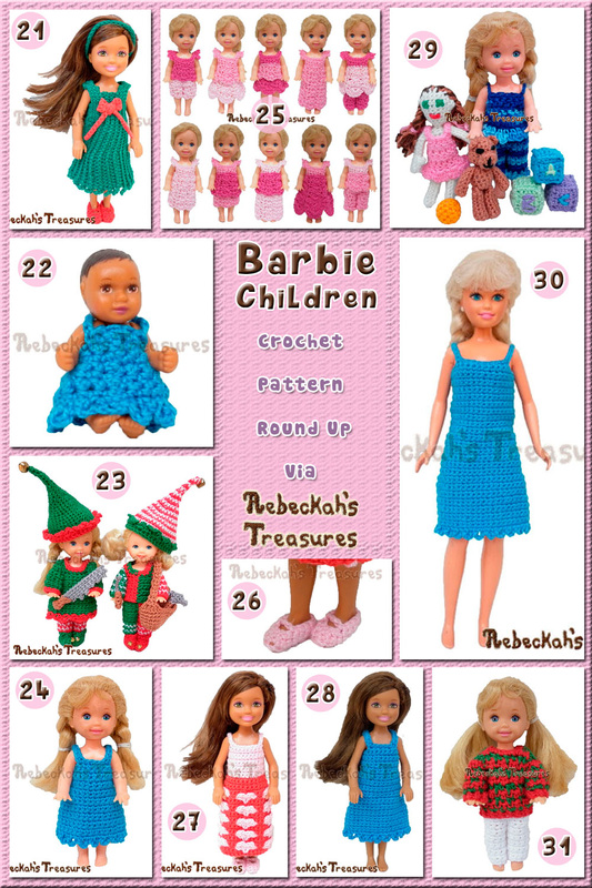 11 Barbie Children Clothes | 63 Delightful Barbie Crochet Patterns via @beckastreasures