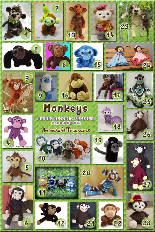 Monkey Toys - Animal Crochet Pattern Round Up via @beckastreasures