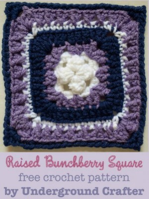 Raised Bunchberry Square by Marie of Underground Crafter - Featured on @beckastreasures Saturday Link Party!