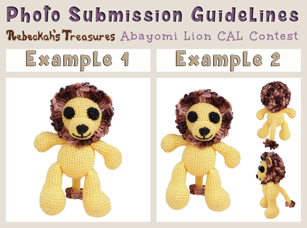 Photo Submission Guidelines for the Abayomi Lion CAL Contest via @beckastreasures