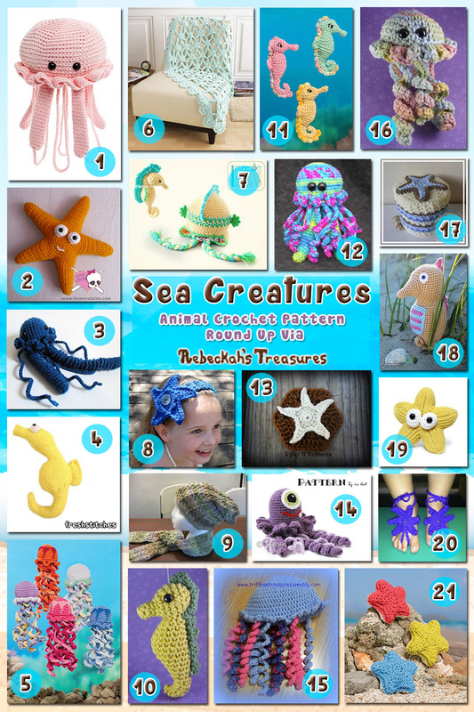 Sea Creatures | Animal Crochet Pattern Round Up via @beckastreasures