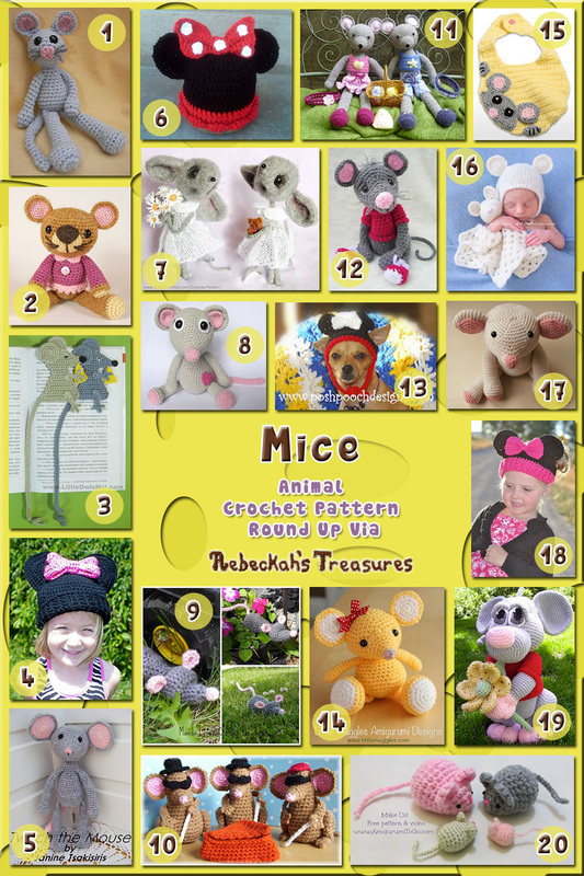 Mice Part 1 - Animal Crochet Pattern Round Up via @beckastreasures