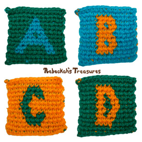 Tapestry Crochet Squares A–B–C–D (for ABC Blocks) Pattern by @beckastreasures