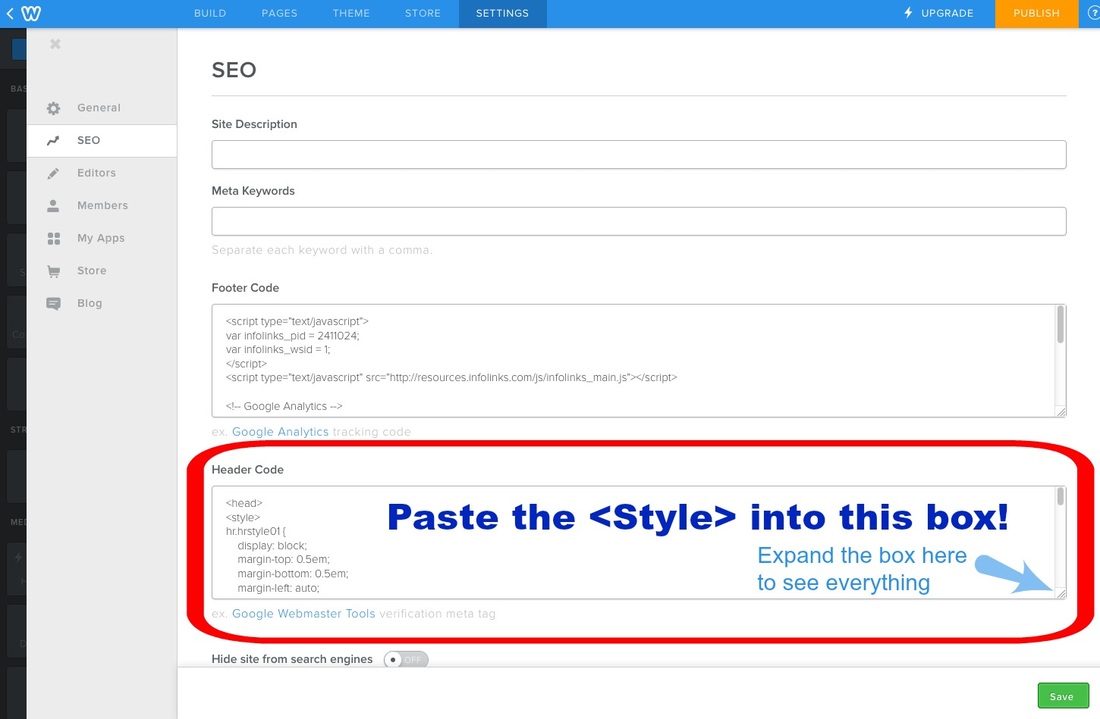 Where to add <style> to Weebly header code... via @beckastreasures