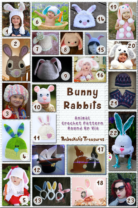 Bunny Rabbits Part 4 – Hats & Headbands | Animal Crochet Pattern Round Up via @beckastreasures