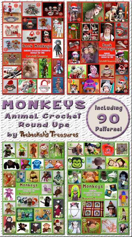 Monkey Round Ups by @beckastreasures | 90 patterns – 36 designers including @PoshPoochDesign @sharonojala @SnappyTots @FreshStitches & more!