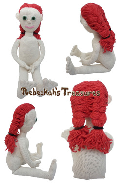Crochet Amigurumi Dolly by Rebeckah's Treasures ~ Hair Style: 2 French Braids
