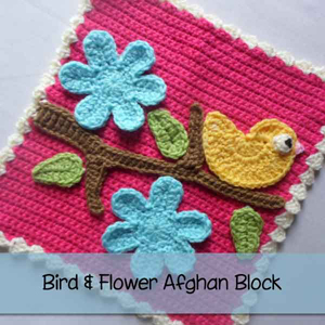 Joanita's Bird & Flower Afghan Block from Creative Crochet Workshop - Featured on @beckastreasures Saturday Link Party!
