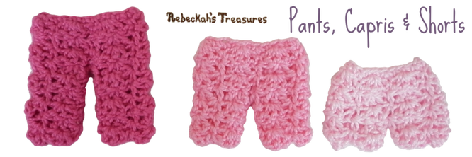 Pants, Capris & Shorts from Pretty in Pink Free Crochet Pattern for Children Fashion Dolls by Rebeckah's Treasures