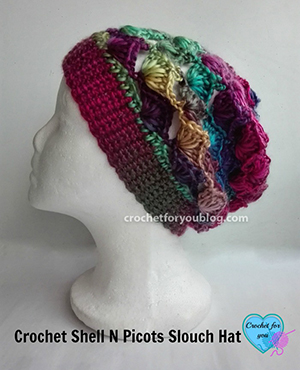 Crochet Shell N Picots Slouch Hat | Featured at Saturday Link Party #61 via @beckastreasures with @erangi_udeshika | Join the latest parties here: https://goo.gl/uUHihU #crochet