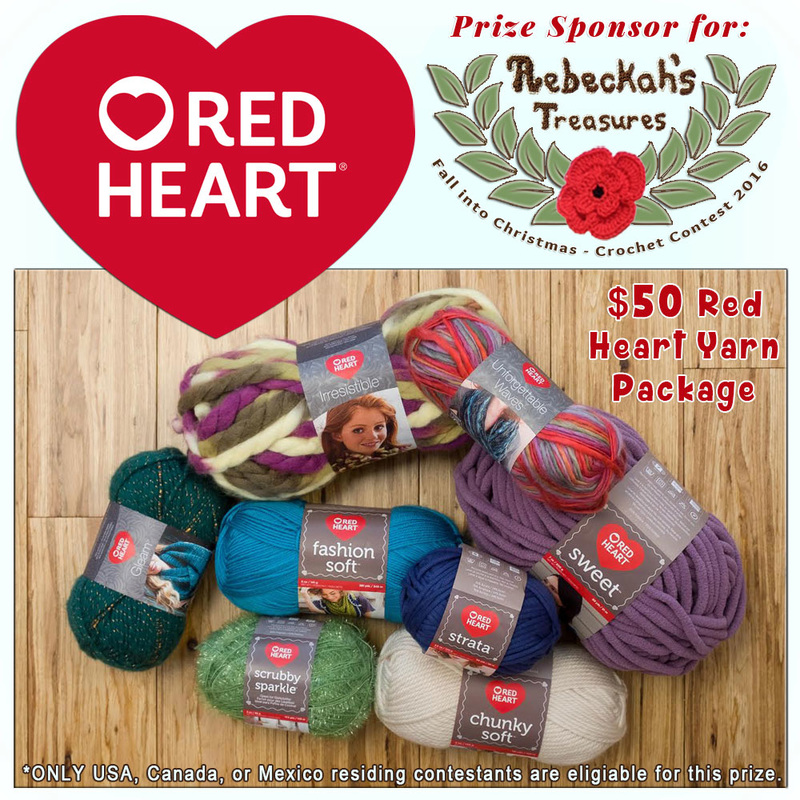 #WIN an 8 Skein - $50 Yarn Package from @redheartyarns! | Featured at Red Heart - Sponsor Spotlight Round Up via @beckastreasures | #fallintochristmas2016 #crochetcontest #spotlight #crochet #roundup