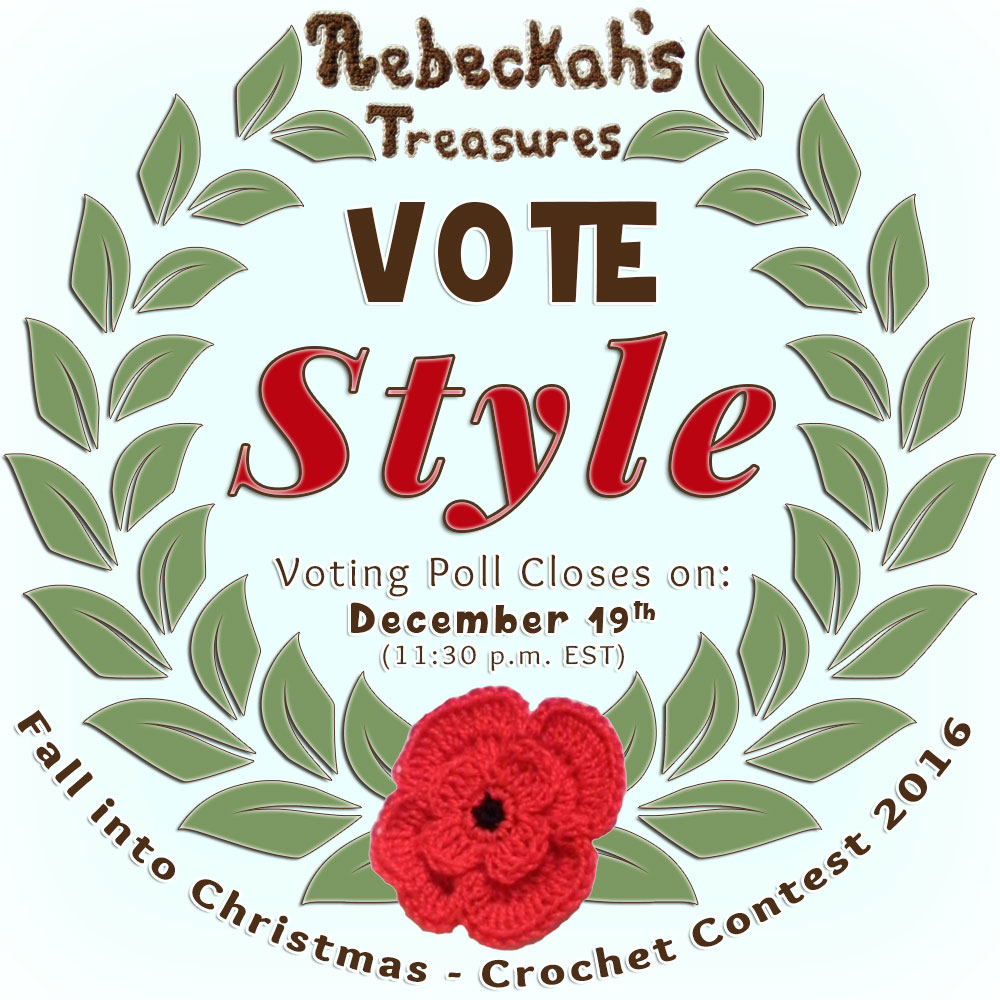 VOTE STYLE in the Fall into Christmas 2016 crochet contest via @beckastreasures! | Help your favourites win these awesome prizes. | Up to 5 votes daily! Vote here: https://goo.gl/8Lwng5 #fallintochristmas2016