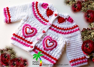 Hearts of Love Sweater by @patternparadise | via I Heart Clothes - A LOVE Round Up by @beckastreasures | #crochet #pattern #hearts #kisses #valentines #love