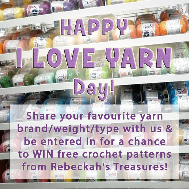 #iloveyarndaywithbecka - #giveaway - Share your favourite yarn with us for a chance to #WIN #free #crochet patterns from @beckastreasures! Visit the blog to learn more...
