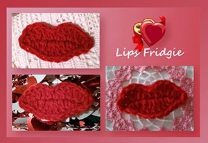 Lips Fridgie by @crochetmemories | via Be Mine Décor - A LOVE Round Up by @beckastreasures | #crochet #pattern #hearts #kisses #valentines #love