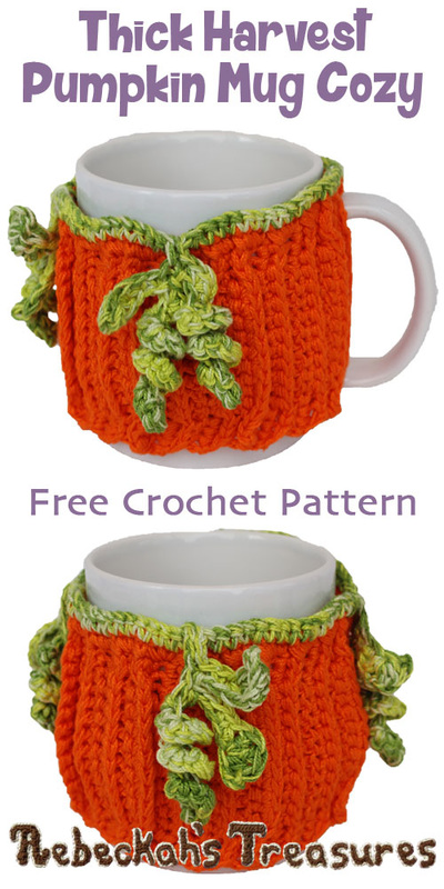 Thick Harvest Pumpkin Mug Cozy by @beckastreasures | Free Crochet Pattern for A Designer's Potpourri Year-Long CAL with @countrywillow12, @crochetmemories, @Sherrys2boyz & @ArtofaDG | #pumpkin #crochet #mugcozy #autumn | Join today!