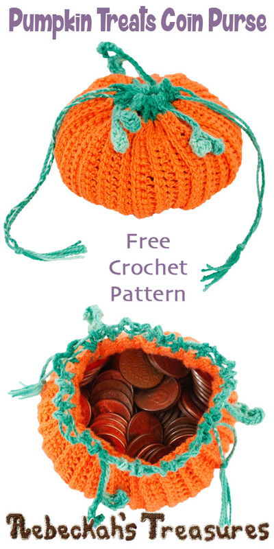 Pumpkin Treats Coin Purse by @beckastreasures | Free Crochet Pattern via A Designer's Potpourri Year-Long CAL with @countrywillow12, @crochetmemories, @Sherrys2boyz & @ArtofaDG for October 2016 | #pumpkin #crochet #purse #autumn | Join today!