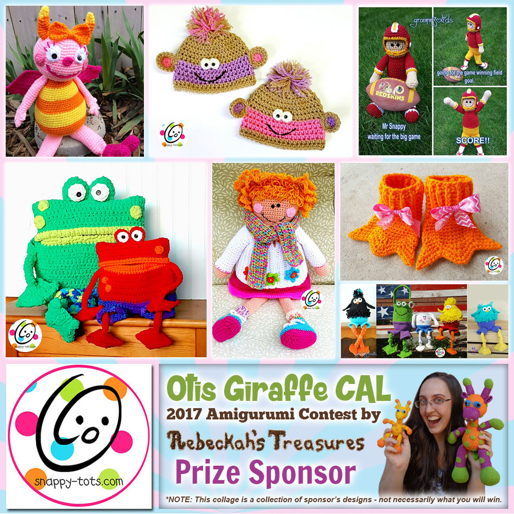 Snappy Tots | Prize Sponsor in the #OtisGiraffeCAL #Contest by @beckastreasures with @SnappyTots | #CAL in #English #Dansk #Nederlands #Deutsche #עִברִית #Español & #Svenska | Crochet your giraffe today and enter the contest for a chance to win prizes from 13 businesses! | Submissions through to the end of the day EST on May 31st, 2017 | #otis #giraffe #amigurumi #crochet #pattern #contest #April #May #June #YouTube