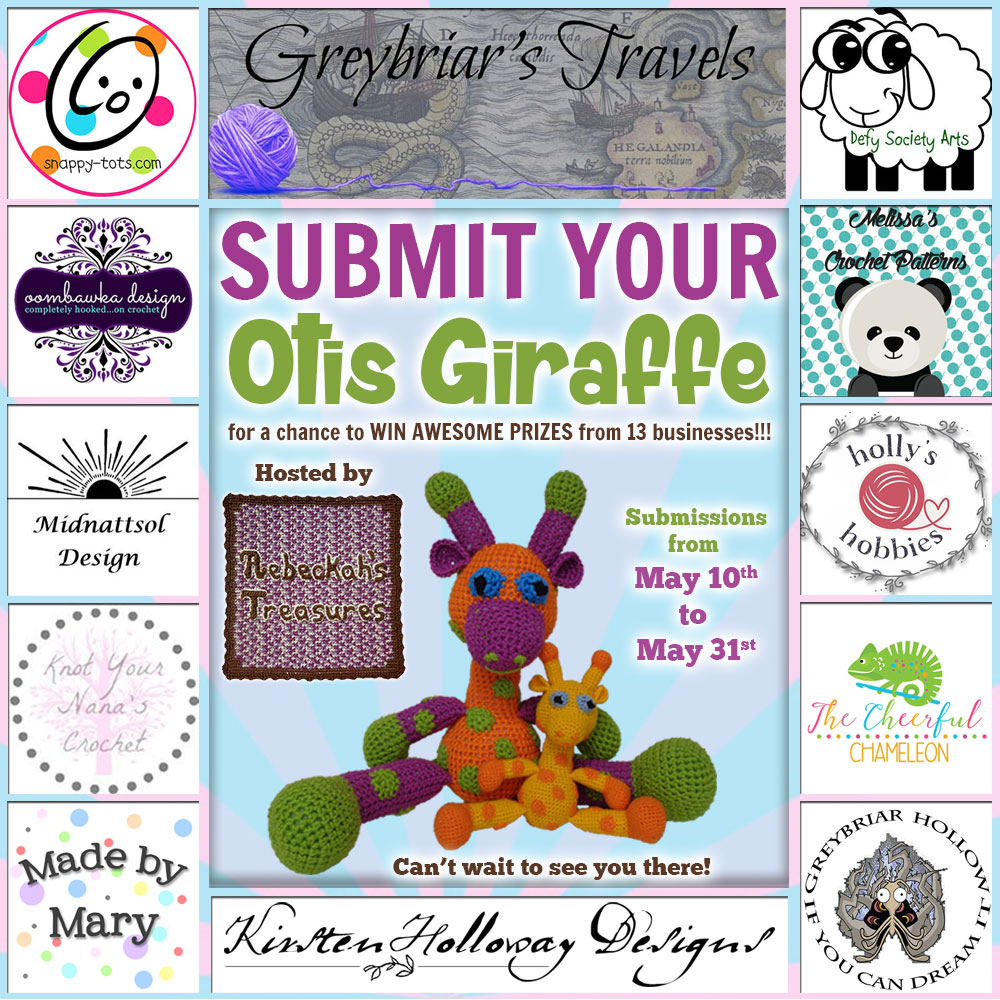 #OtisGiraffeCAL #Contest by @beckastreasures with @OombawkaDesign @SnappyTots @DefySocietyArts @GreybriarHollow @Hollys_Hobbies @KYNC2010 @melissaspattrns @Cheerychameleon #GreybriarTravelsMagazine #KirstenHollowayDesigns #MadeByMary #MidnattsolDesign | #CAL in #English #Dansk #Nederlands #Deutsche #עִברִית #Español & #Svenska | Crochet your giraffe today and enter the contest for a chance to win prizes from 13 businesses! | Submissions through to the end of the day EST on May 31st, 2017 | #Otis #giraffe #crochet #pattern #contest #April #May #June #YouTube