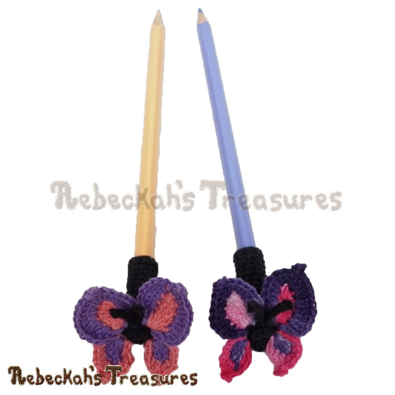 Elegant Butterfly Pencil Topper / Finger Puppet | FREE crochet pattern via @beckastreasures | Looking for quick and easy last minute gifts to crochet? Try this gorgeous Elegant Butterfly Pencil Topper pattern. It's fun for all ages and perfect for last-minute gifts or bulk gifting events! #butterfly #crochet #penciltopper #fingerpuppet