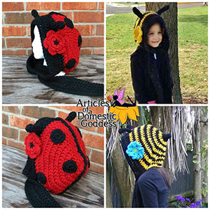 Jitterbug, Ladybug and Bumblebee Scoodies - Crochet Pattern by @ArtofaDG | Featured at Articles of a Domestic Goddess - Sponsor Spotlight Round Up via @beckastreasures | #fallintochristmas2016 #crochetcontest #spotlight #crochet #roundup