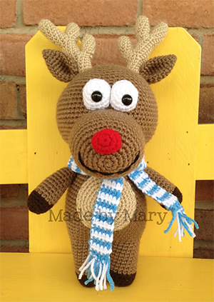 Rudolph Reindeer Amigurumi - Crochet Pattern by #MadebyMary | Featured at Made by Mary - Sponsor Spotlight Round Up via @beckastreasures | #fallintochristmas2016 #crochetcontest #spotlight #crochet #roundup