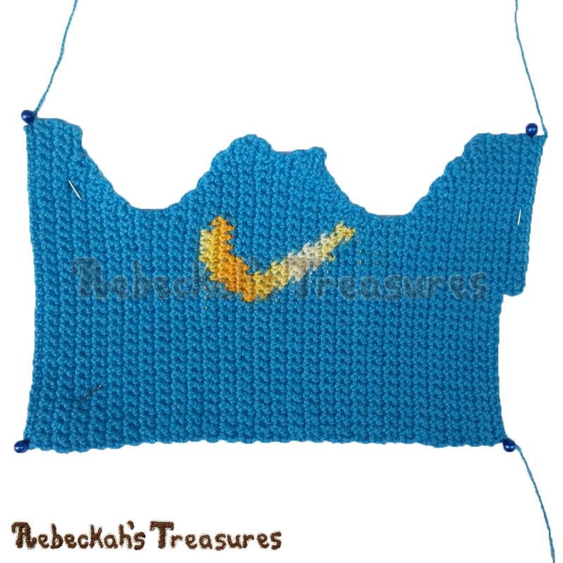 Working on Fashion Dude Running Tops - Blue with Yellow Check Symbol - via @beckastreasures | Crochet patterns to come...