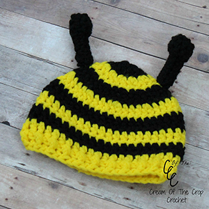 Striped Bee Hat (Preemie/NB) - Free Crochet Pattern by @COTCCrochet | Featured at Cream of the Crop Crochet - Sponsor Spotlight Round Up via @beckastreasures | #fallintochristmas2016 #crochetcontest #spotlight #crochet #roundup
