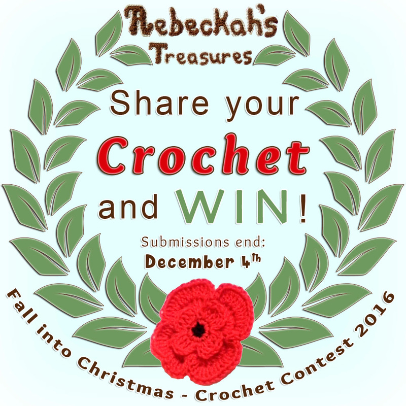 CROCHET-SHARE-WIN : Submit your favourite #crochet projects to a brand new Fall into Christmas #contest hosted by @beckastreasures featuring 26 prize sponsors! | SUBMISSIONS close December 4th, 2016 | VOTING begins December 5th, 2016 | What are you waiting for? Submit your 3 favourite projects TODAY and #WIN!!! | Learn more here: https://goo.gl/zYdFsN #fallintochristmas2016