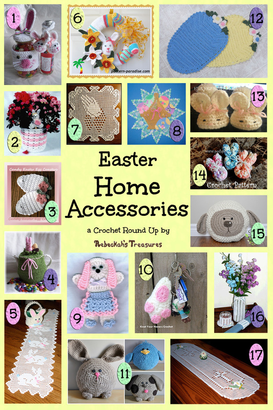 17 Charming Easter Home Accessories – Crochet Pattern Round Up via @beckastreasures | A Round Up of 8 Easter Round Ups!