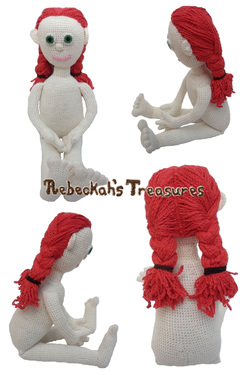 Crochet Amigurumi Dolly by Rebeckah's Treasures ~ Hair Style: 2 Braids