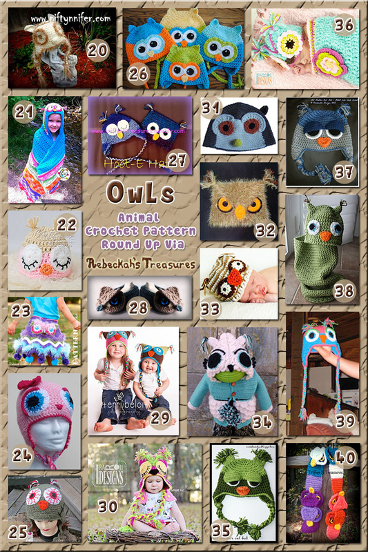 Owl Hats & Apparel - Animal Crochet Pattern Round Up Part 2 via @beckastreasures